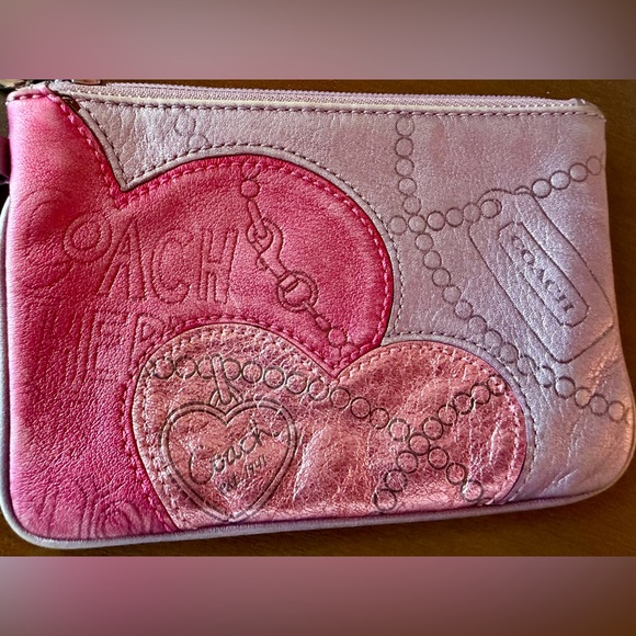 Coach Heart Design Pink and Purple Poppy Wristlet- PRICE FIRM - Picture 4 of 15